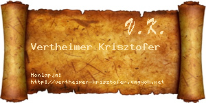 Vertheimer Krisztofer névjegykártya